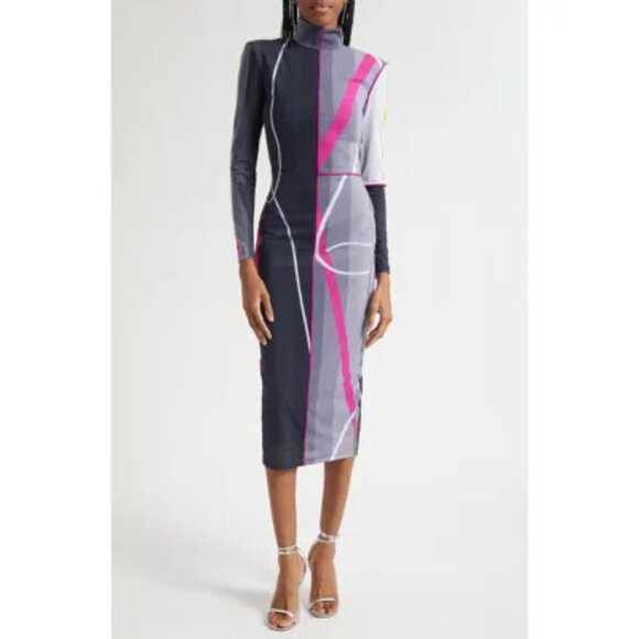 Israella Kobla NEETA Sheer Knit Mock Neck Dress Sz: XL - Picture 1 of 13